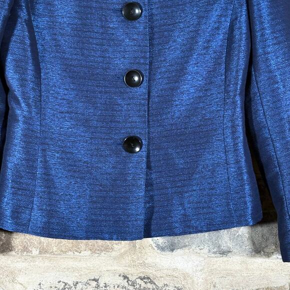 Jones Studio Separates Blue Blazer Woman's 4 Black Buttons Career Corpcore Party - Picture 4 of 13